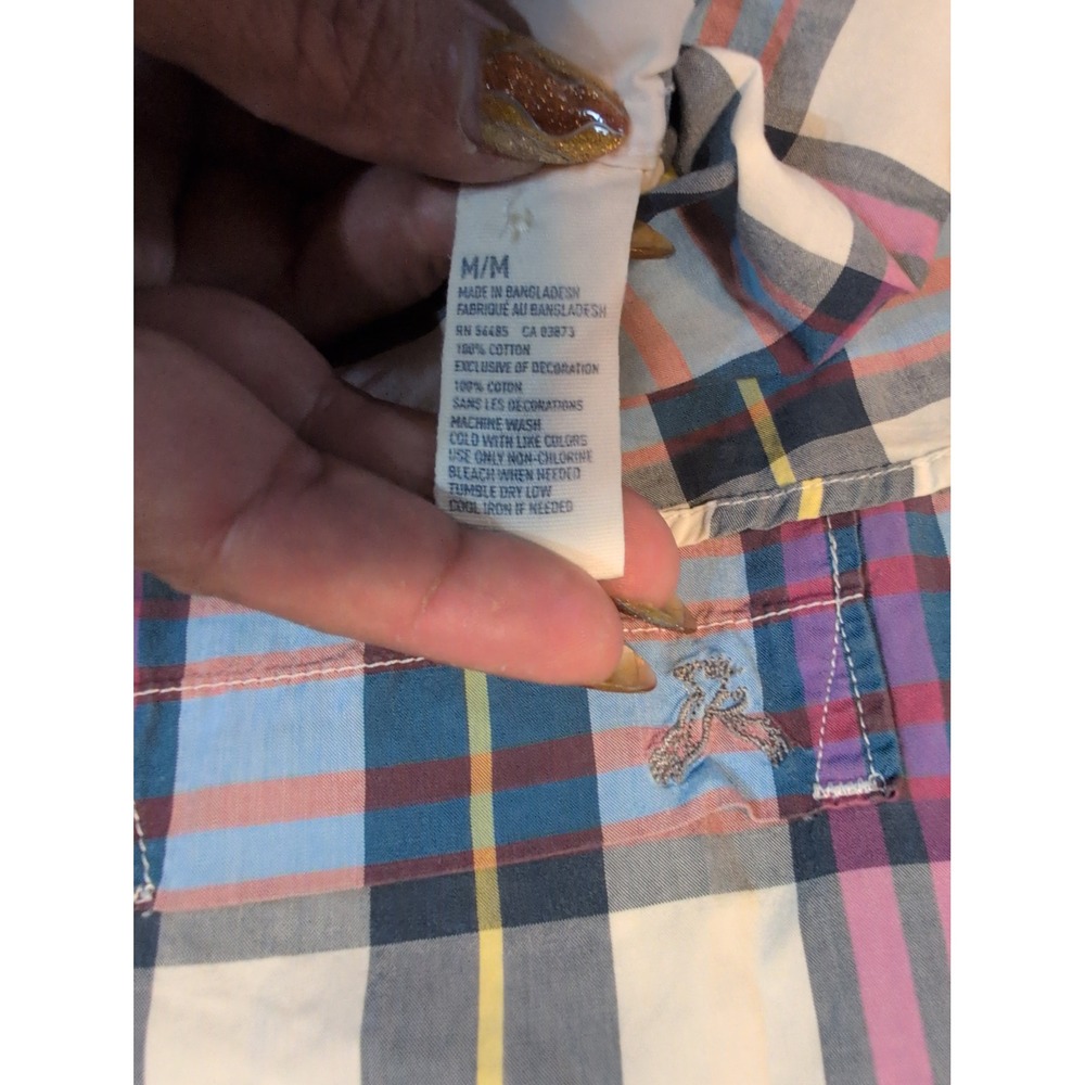 American Eagle Outfitters Mens Medium Plaid Short Sleeve Button Down Shirt Blue - Picture 4 of 7